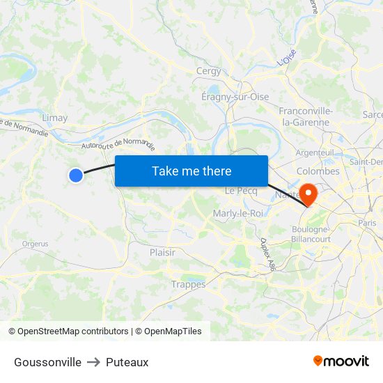 Goussonville to Puteaux map