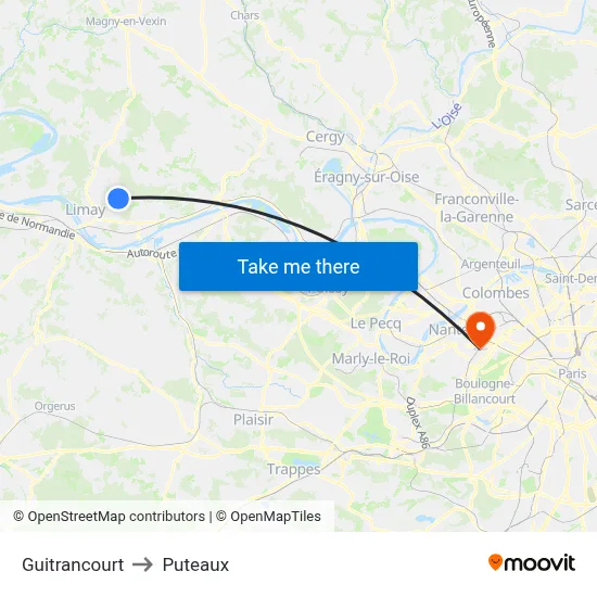 Guitrancourt to Puteaux map