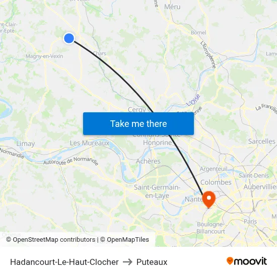 Hadancourt-Le-Haut-Clocher to Puteaux map