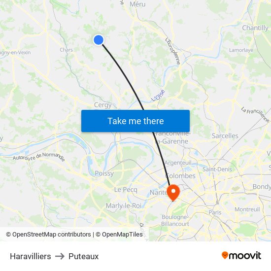 Haravilliers to Puteaux map