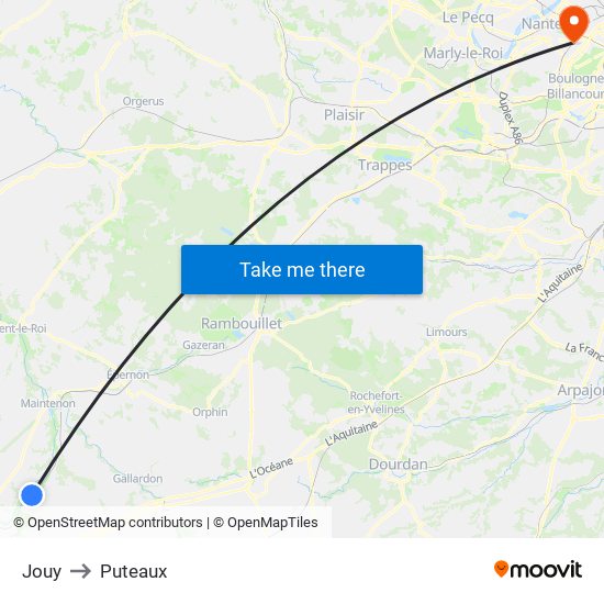 Jouy to Puteaux map