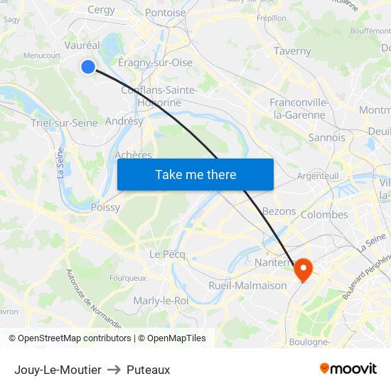 Jouy-Le-Moutier to Puteaux map