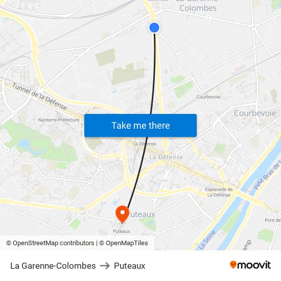 La Garenne-Colombes to Puteaux map
