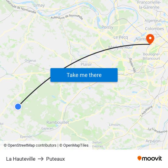 La Hauteville to Puteaux map