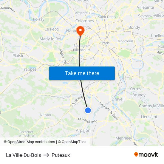 La Ville-Du-Bois to Puteaux map