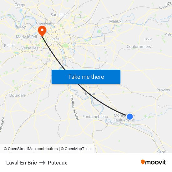 Laval-En-Brie to Puteaux map