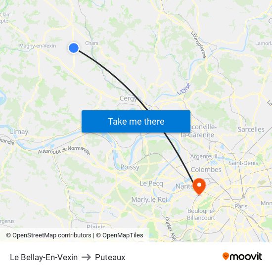 Le Bellay-En-Vexin to Puteaux map