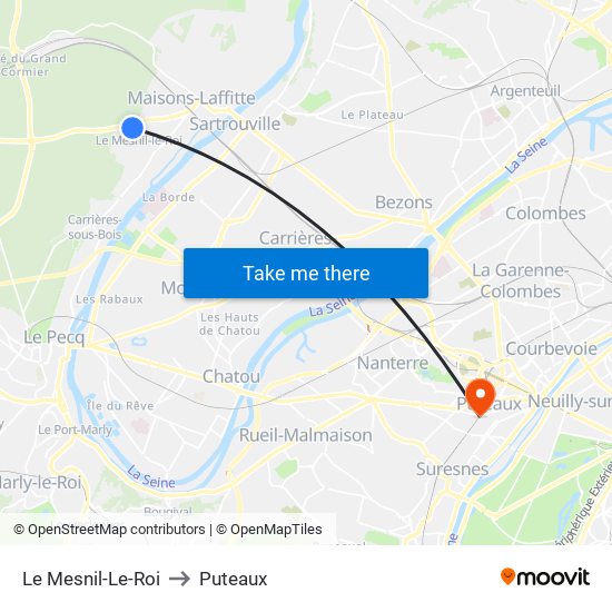 Le Mesnil-Le-Roi to Puteaux map