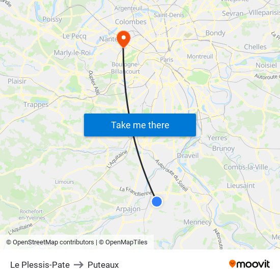 Le Plessis-Pate to Puteaux map