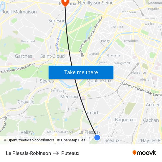 Le Plessis-Robinson to Puteaux map