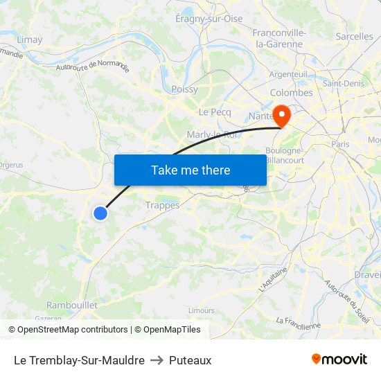 Le Tremblay-Sur-Mauldre to Puteaux map