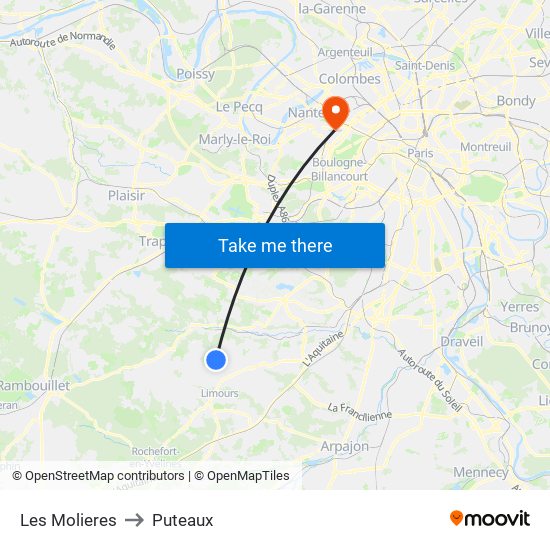 Les Molieres to Puteaux map