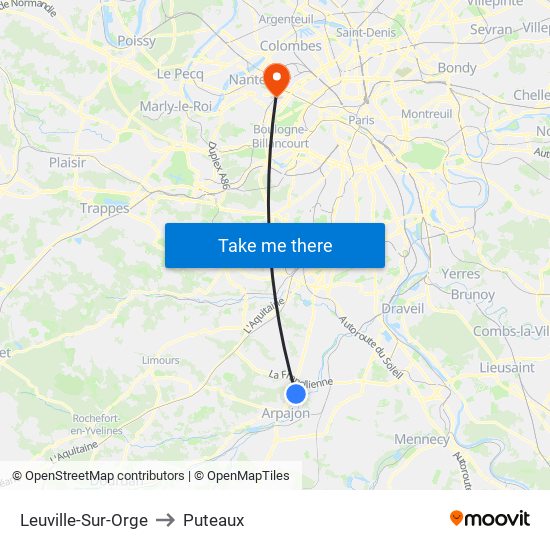 Leuville-Sur-Orge to Puteaux map