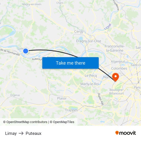 Limay to Puteaux map