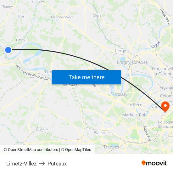 Limetz-Villez to Puteaux map