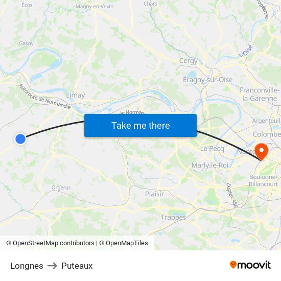Longnes to Puteaux map