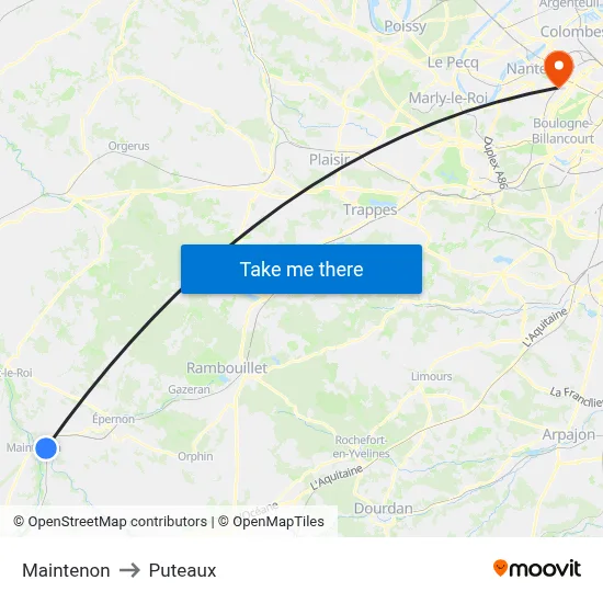 Maintenon to Puteaux map