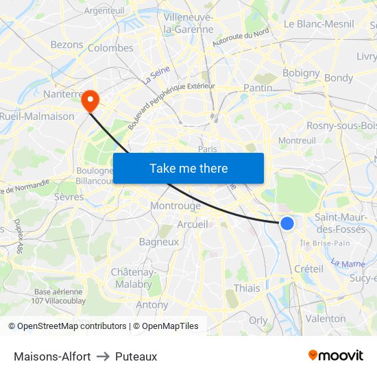 Maisons-Alfort to Puteaux map