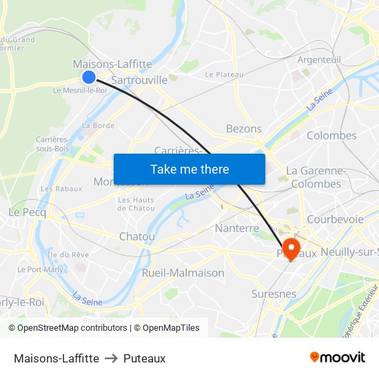 Maisons-Laffitte to Puteaux map