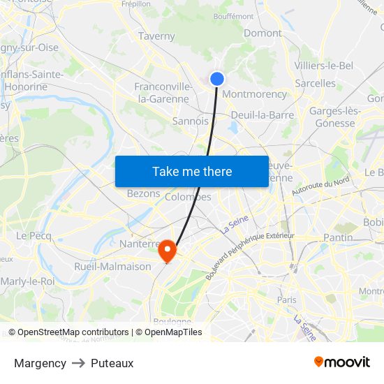 Margency to Puteaux map