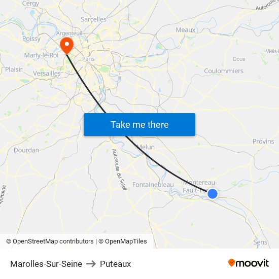 Marolles-Sur-Seine to Puteaux map