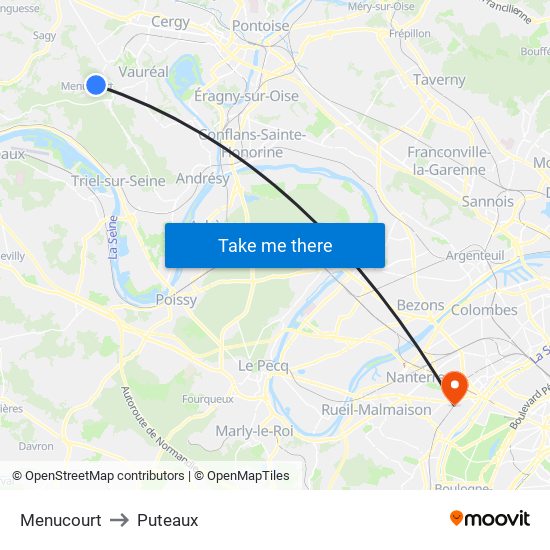 Menucourt to Puteaux map