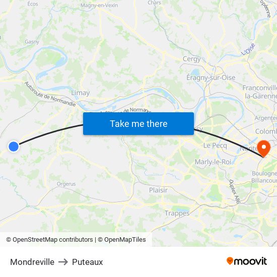 Mondreville to Puteaux map
