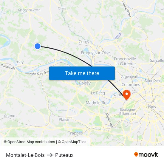 Montalet-Le-Bois to Puteaux map