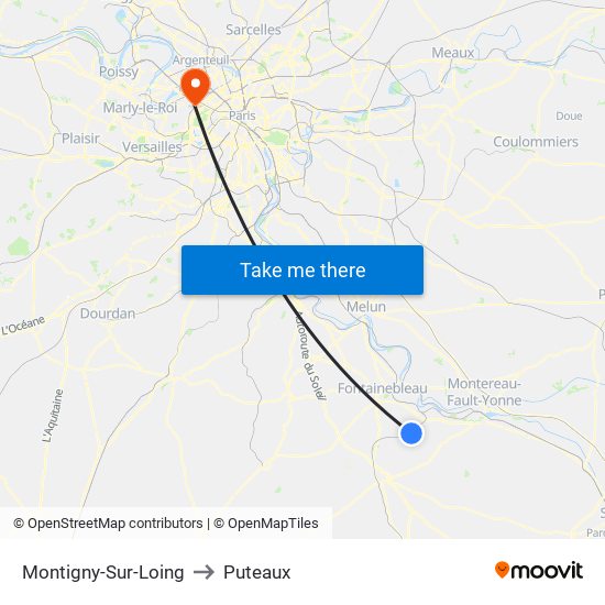 Montigny-Sur-Loing to Puteaux map