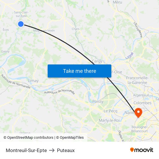 Montreuil-Sur-Epte to Puteaux map