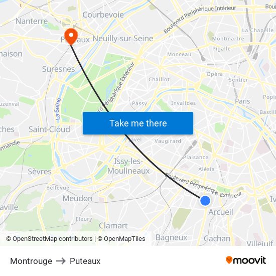 Montrouge to Puteaux map