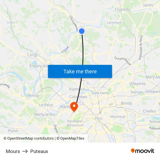 Mours to Puteaux map