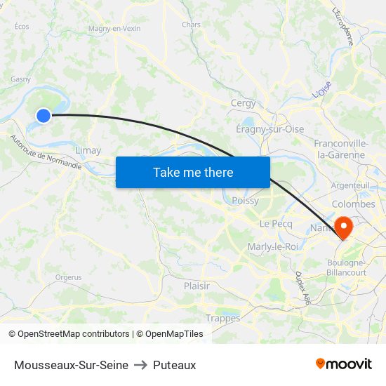 Mousseaux-Sur-Seine to Puteaux map