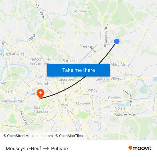 Moussy-Le-Neuf to Puteaux map