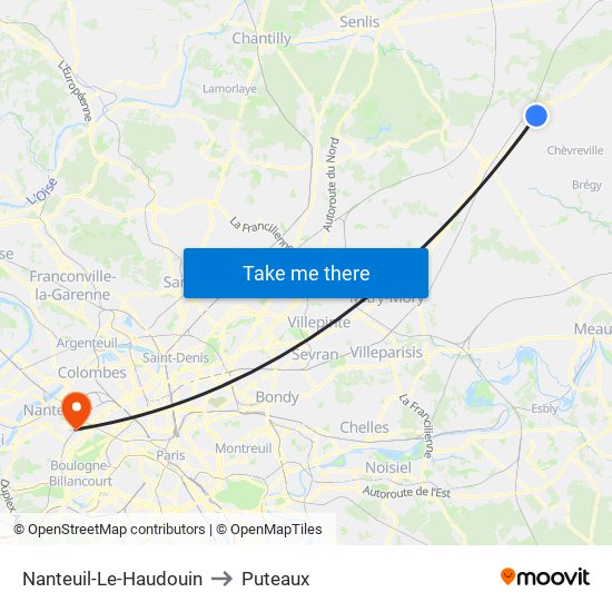 Nanteuil-Le-Haudouin to Puteaux map