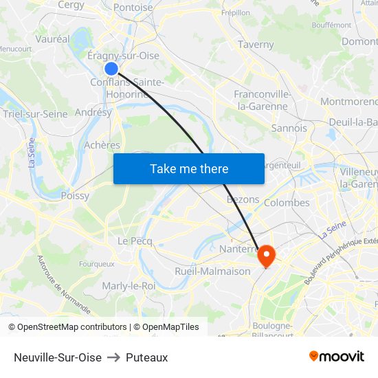 Neuville-Sur-Oise to Puteaux map