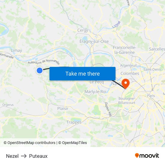Nezel to Puteaux map