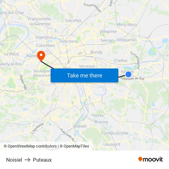 Noisiel to Puteaux map