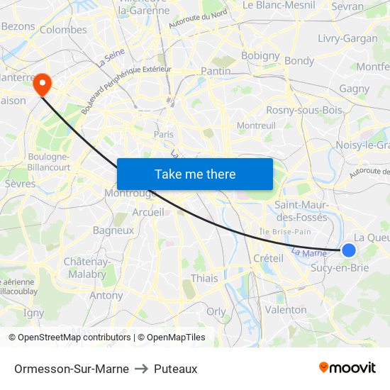 Ormesson-Sur-Marne to Puteaux map
