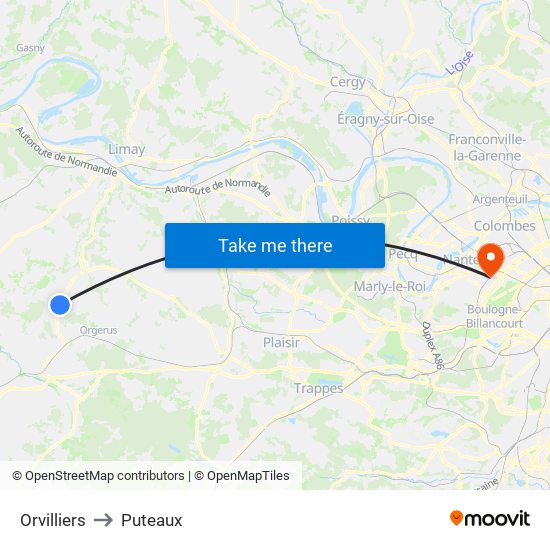 Orvilliers to Puteaux map