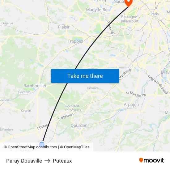 Paray-Douaville to Puteaux map