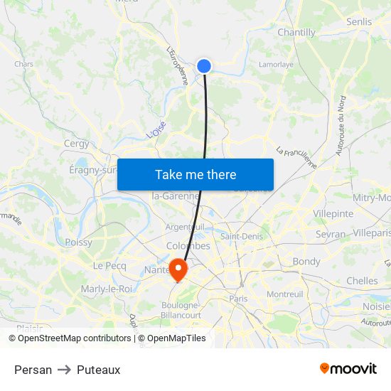 Persan to Puteaux map