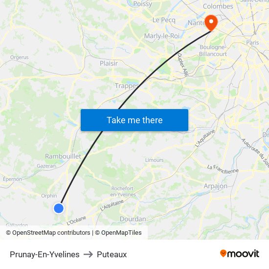Prunay-En-Yvelines to Puteaux map