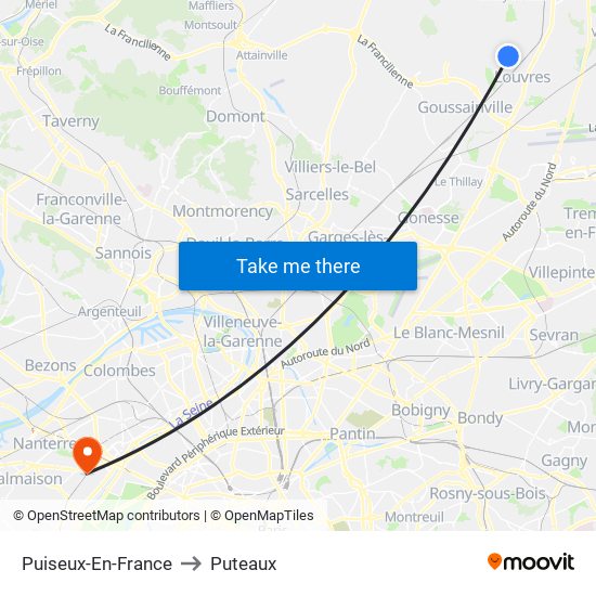 Puiseux-En-France to Puteaux map