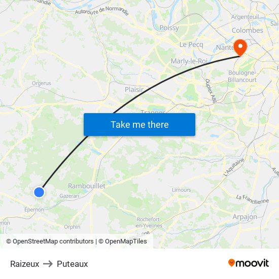 Raizeux to Puteaux map