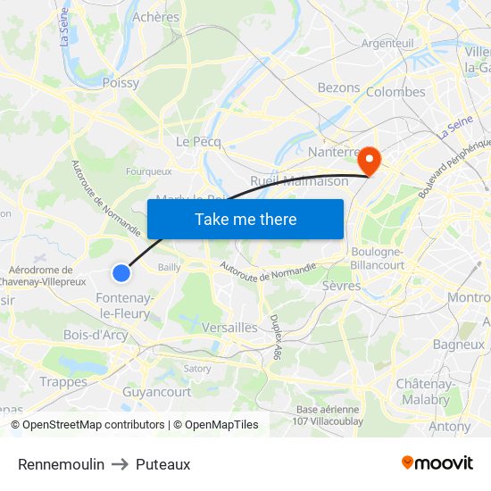 Rennemoulin to Puteaux map