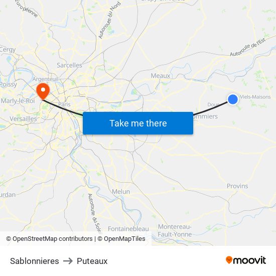 Sablonnieres to Puteaux map