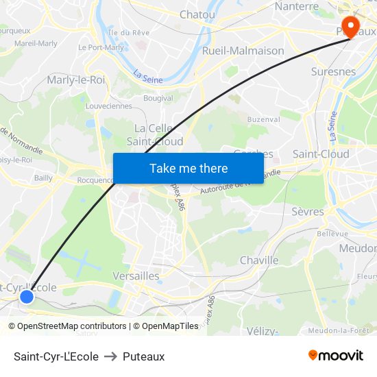 Saint-Cyr-L'Ecole to Puteaux map