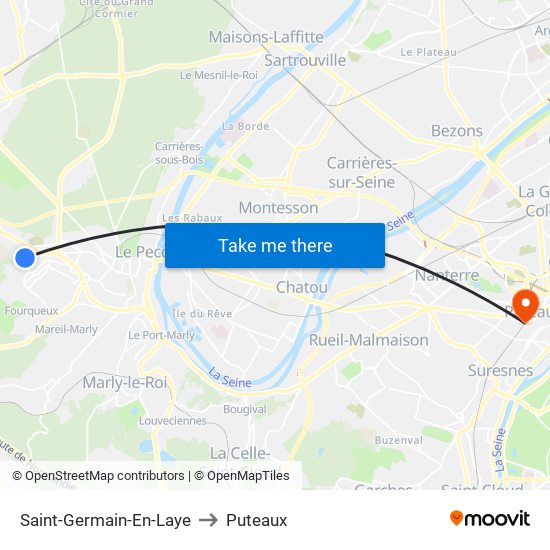 Saint-Germain-En-Laye to Puteaux map