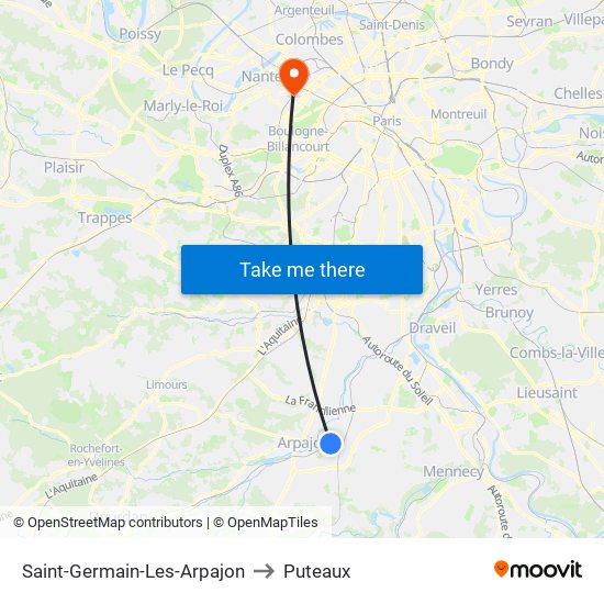 Saint-Germain-Les-Arpajon to Puteaux map